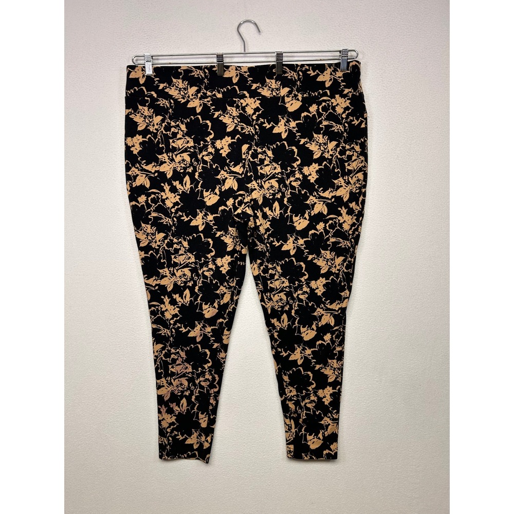 Floral Casual Terra & Sky Womens 4X Black Tan Cotton Blend Ankle Leggings